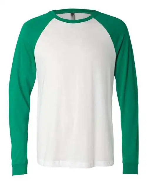 Bella + Canvas 3000 Long Sleeve Jersey Baseball Tee - White Kelly