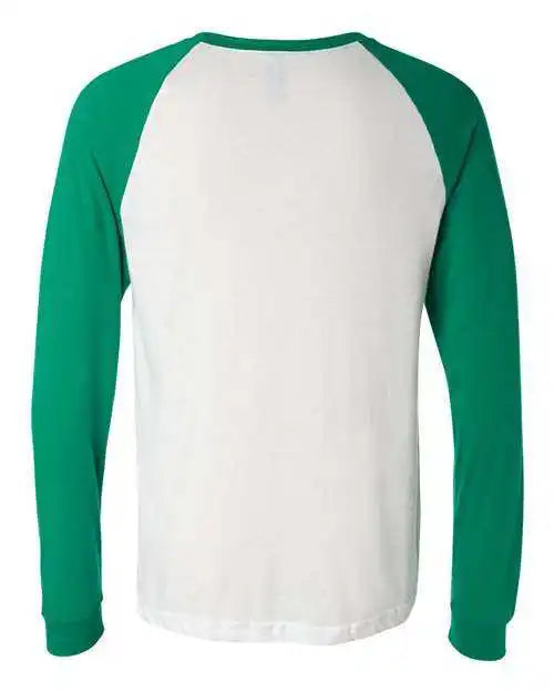 Bella + Canvas 3000 Long Sleeve Jersey Baseball Tee - White Kelly