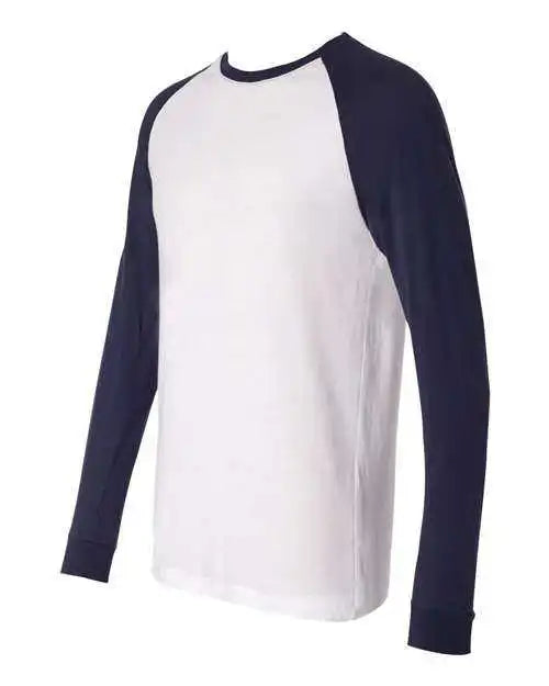 Bella + Canvas 3000 Long Sleeve Jersey Baseball Tee - White Navy