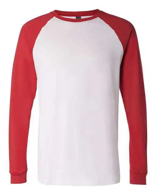 Bella + Canvas 3000 Long Sleeve Jersey Baseball Tee - White Red