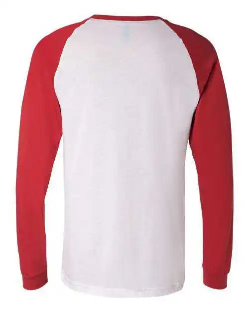 Bella + Canvas 3000 Long Sleeve Jersey Baseball Tee - White Red
