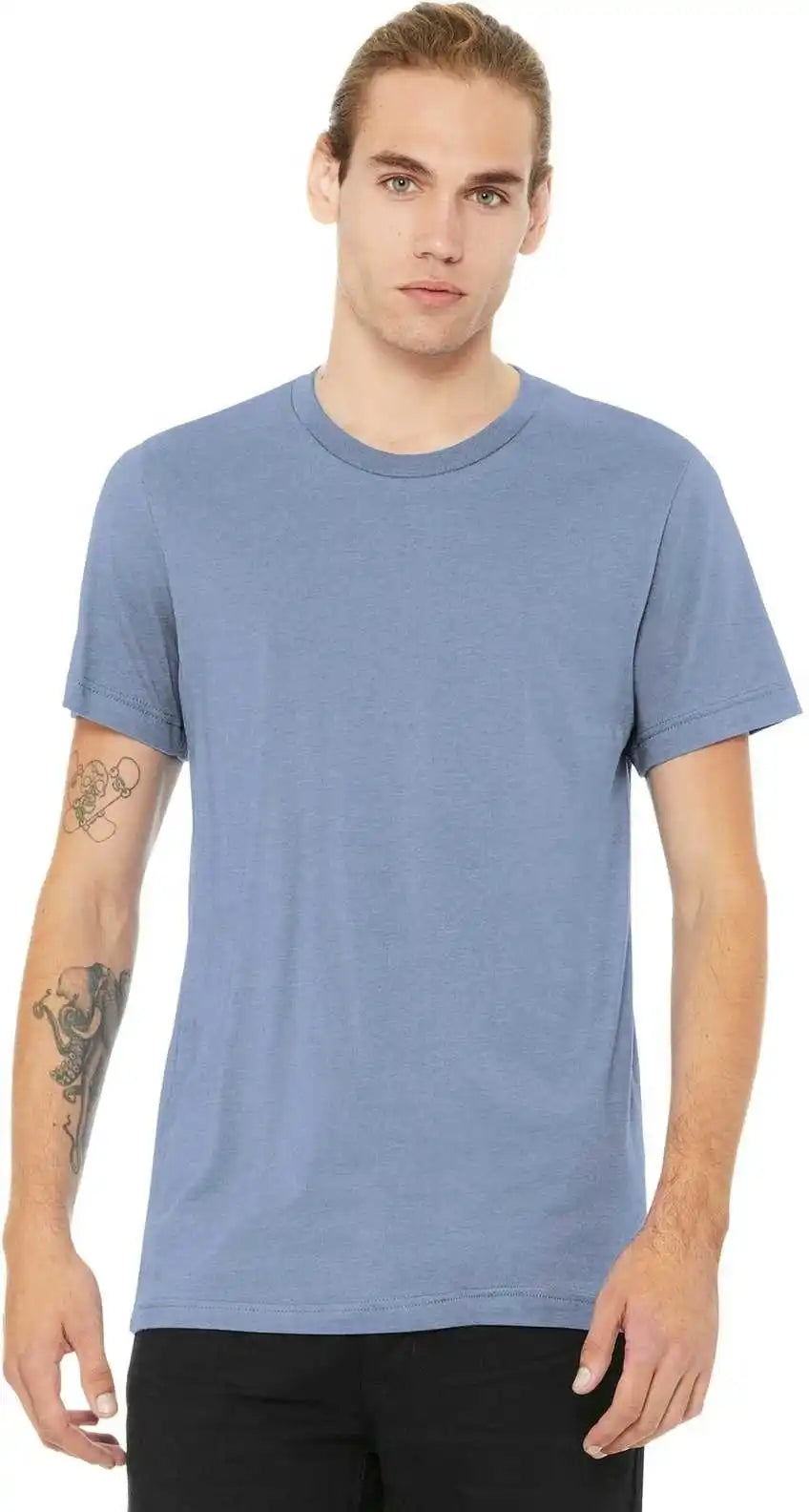 Bella + Canvas 3001cvc Unisex Heather Cvc Short Sleeve Tee Blue