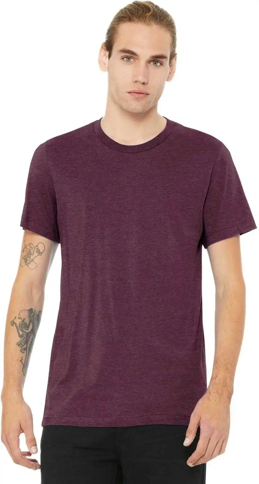 Bella + Canvas 3001cvc Unisex Heather Cvc Short Sleeve Tee Maroon