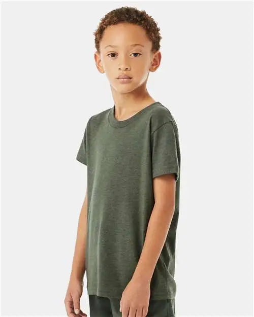 Bella + Canvas 3001ycvc Youth Cvc Jersey Tee - Heather Military Green
