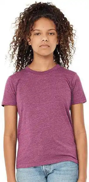 Bella + Canvas 3001ycvc Youth Cvc Unisex Jersey Tee Heather Magenta