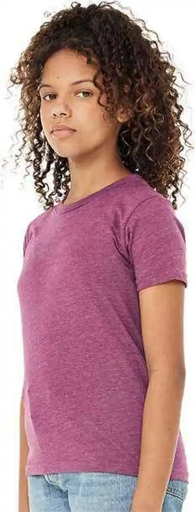Bella + Canvas 3001ycvc Youth Cvc Unisex Jersey Tee Heather Magenta