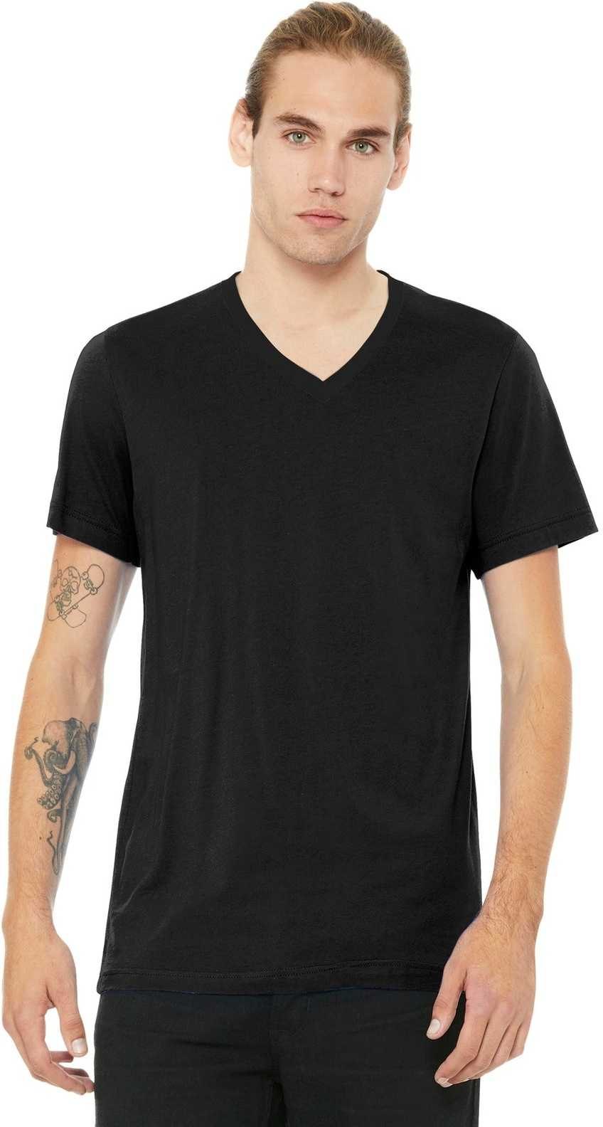 Bella + Canvas 3005 Unisex Jersey Short Sleeve V-neck Tee - Black