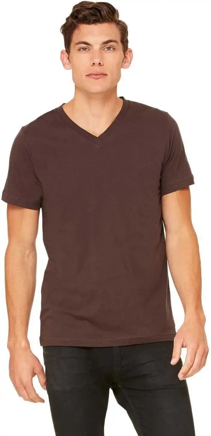 Bella + Canvas 3005 Unisex Jersey Short Sleeve V-neck Tee - Brown