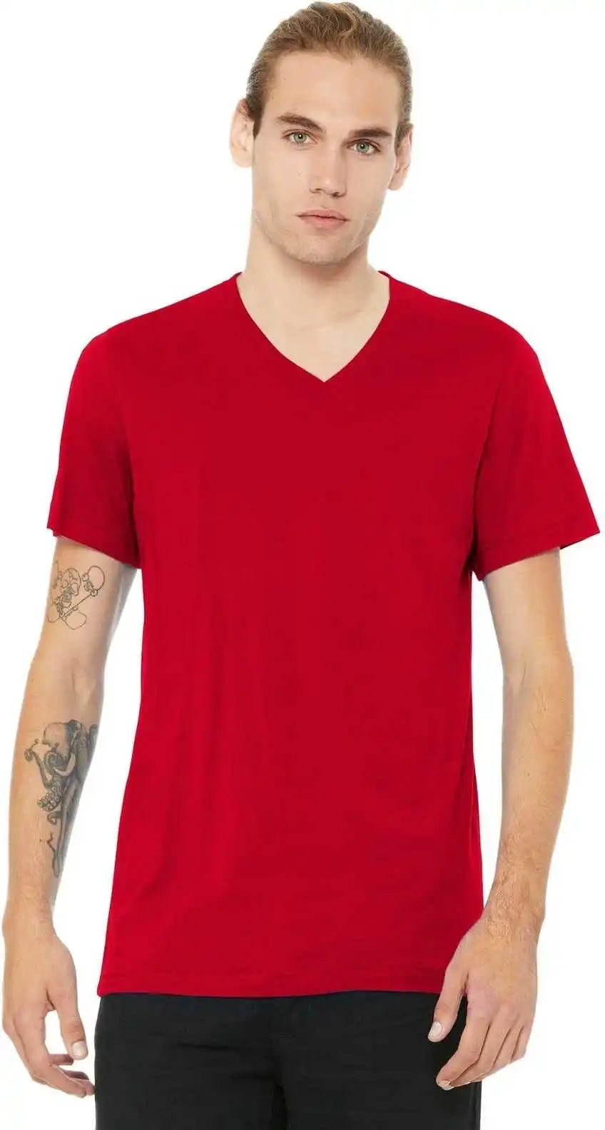 Bella + Canvas 3005 Unisex Jersey Short Sleeve v Neck Tee Red