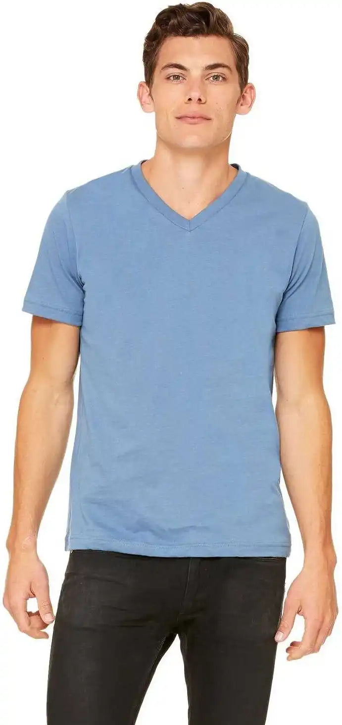 Bella + Canvas 3005 Unisex Jersey Short Sleeve v Neck Tee Steel Blue