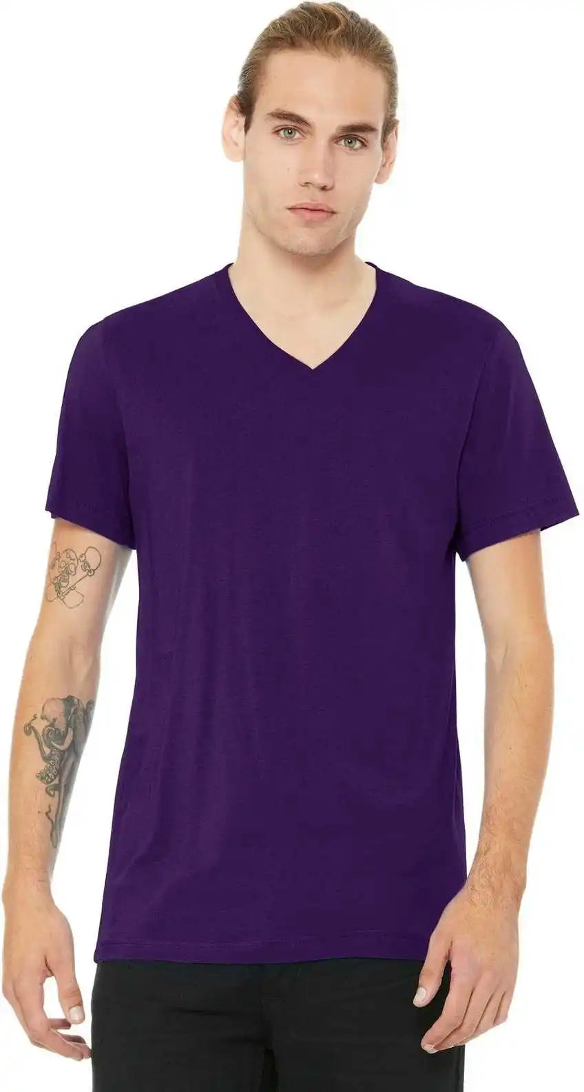 Bella + Canvas 3005 Unisex Jersey Short Sleeve v Neck Tee Team Purple