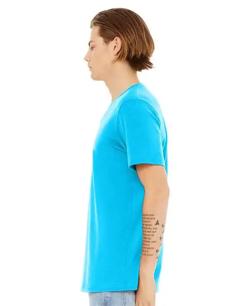 Bella + Canvas 3005cvc Heather Cvc V-neck Tee - Neon Blue