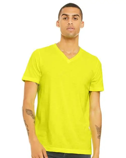 Bella + Canvas 3005cvc Heather Cvc V-neck Tee - Neon Yellow - Xs