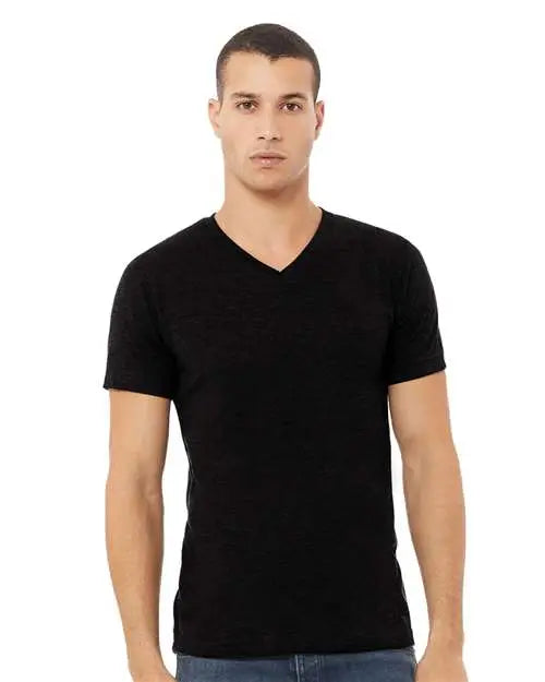 Bella + Canvas 3005cvc Heather Cvc V-neck Tee - Solid Black Blend