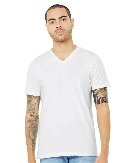 Bella + Canvas 3005cvc Heather Cvc V-neck Tee - Solid White Blend