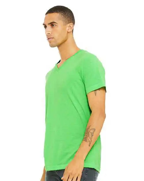 Bella + Canvas 3005cvc Unisex Heather Cvc V-neck Tee - Neon Green