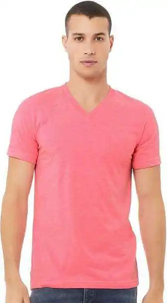 Bella + Canvas 3005cvc Unisex Heather Cvc v Neck Tee Neon Pink