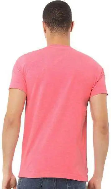 Bella + Canvas 3005cvc Unisex Heather Cvc v Neck Tee Neon Pink