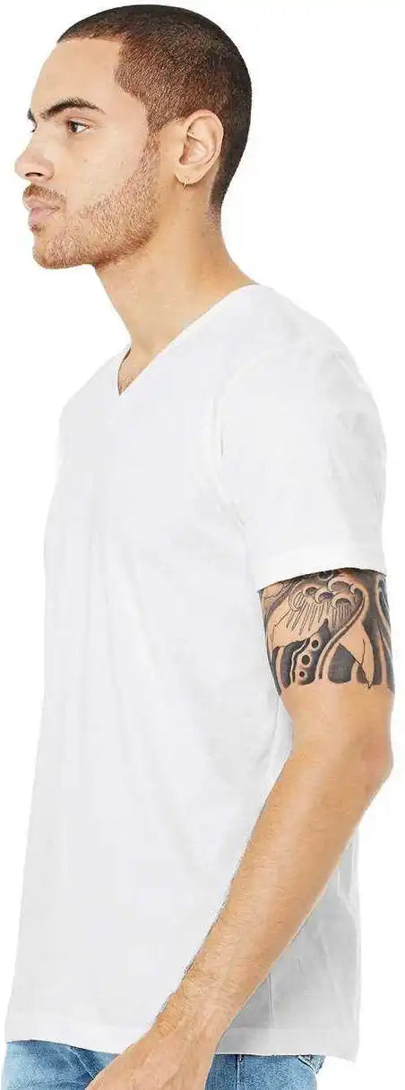 Bella + Canvas 3005cvc Unisex Heather Cvc v Neck Tee Solid White Blend