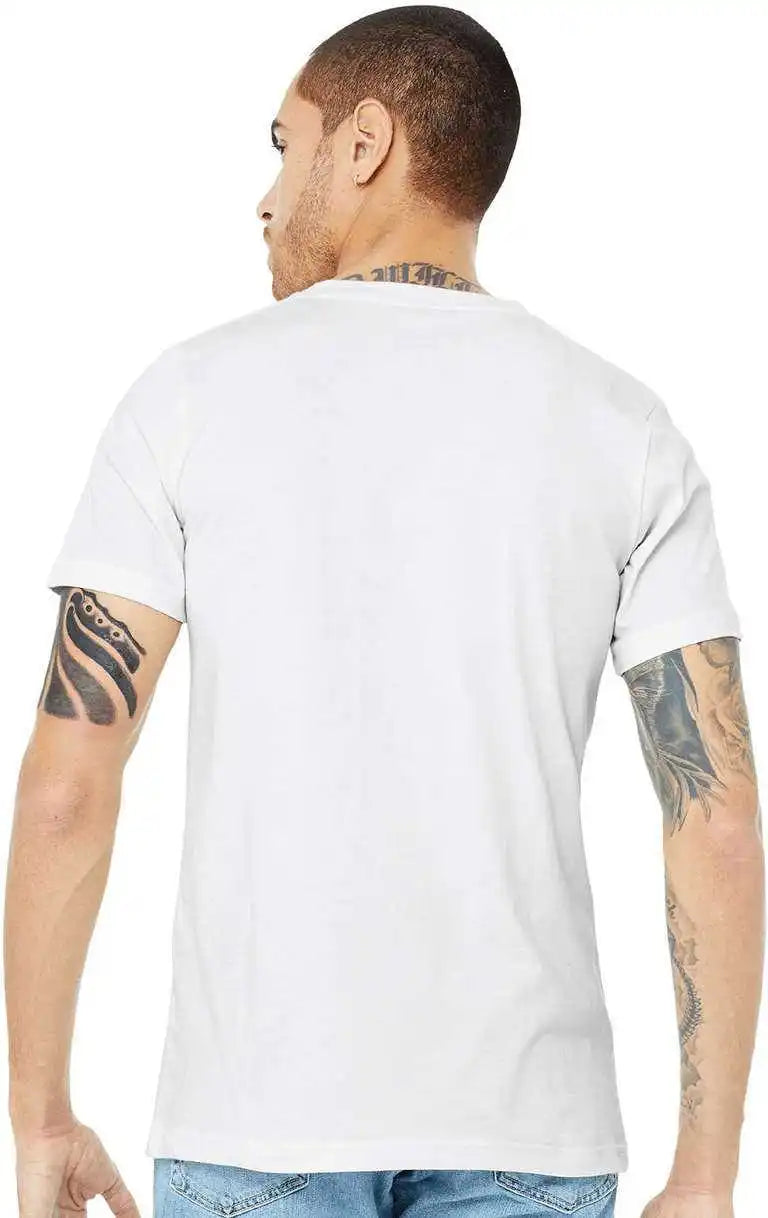 Bella + Canvas 3005cvc Unisex Heather Cvc v Neck Tee Solid White Blend