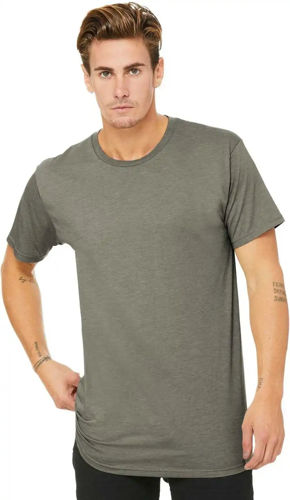 Bella + Canvas 3006 Men’s Long Body Urban Tee - Heather Stone