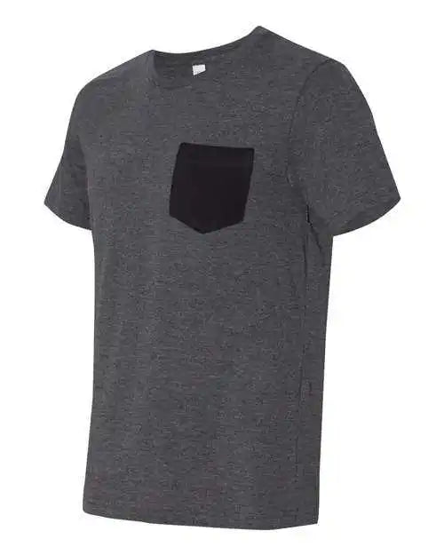 Bella + Canvas 3021 Jersey Pocket Tee Dark Grey Heather Black
