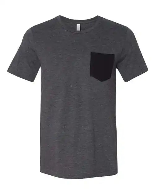 Bella + Canvas 3021 Jersey Pocket Tee Dark Grey Heather Black