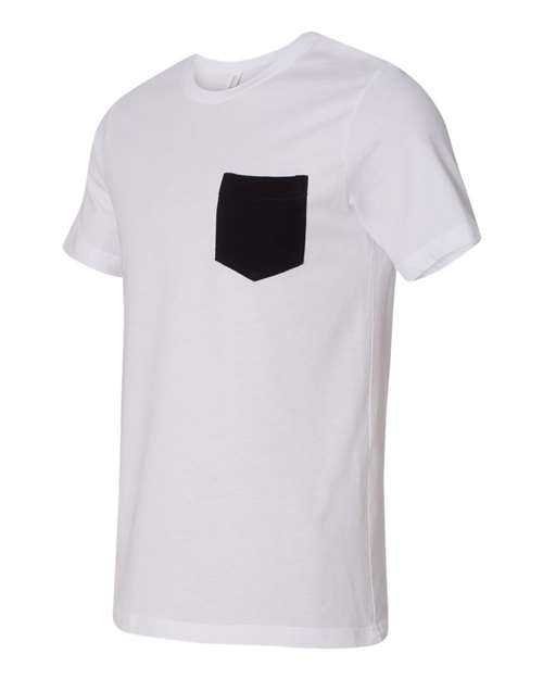 Bella + Canvas 3021 Jersey Pocket Tee - White Black