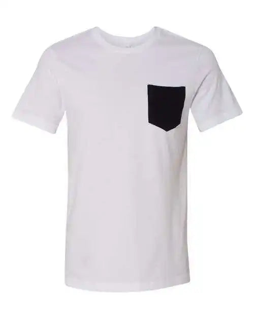 Bella + Canvas 3021 Jersey Pocket Tee White Black