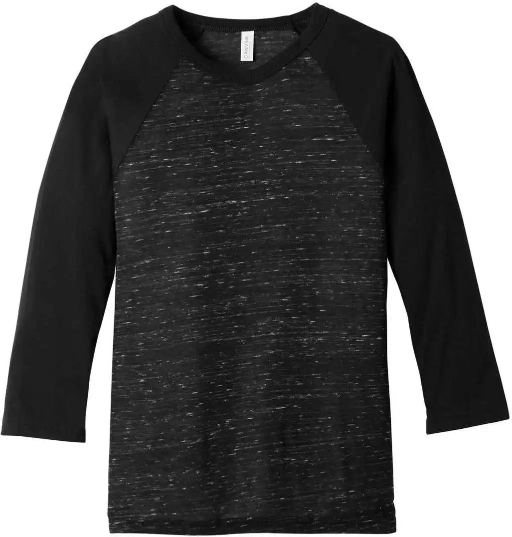 Bella + Canvas 3200 Unisex 3/4 Sleeve Baseball Tee Black Marble