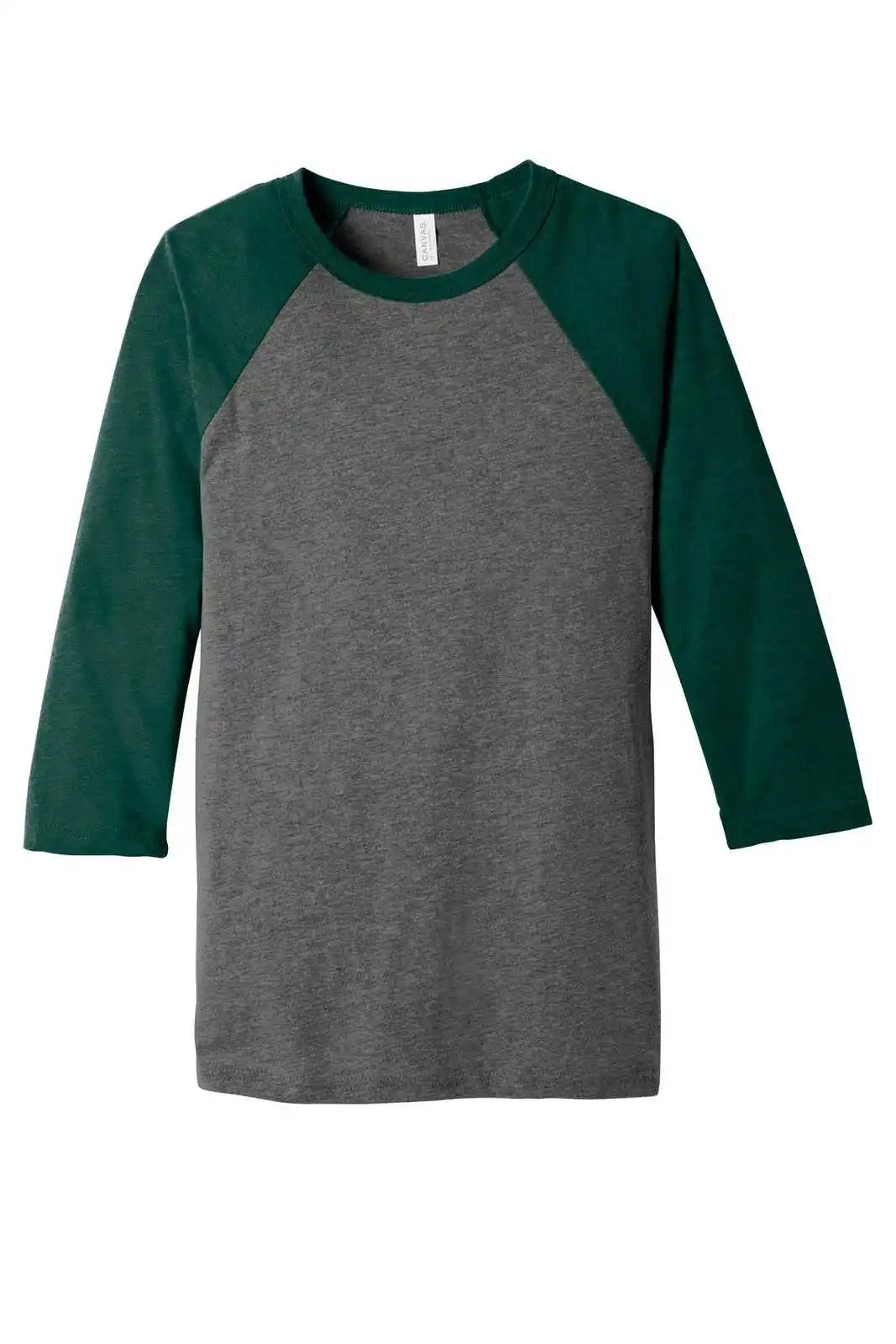 Bella + Canvas 3200 Unisex 3/4-sleeve Baseball Tee - Gray Emerald Triblend
