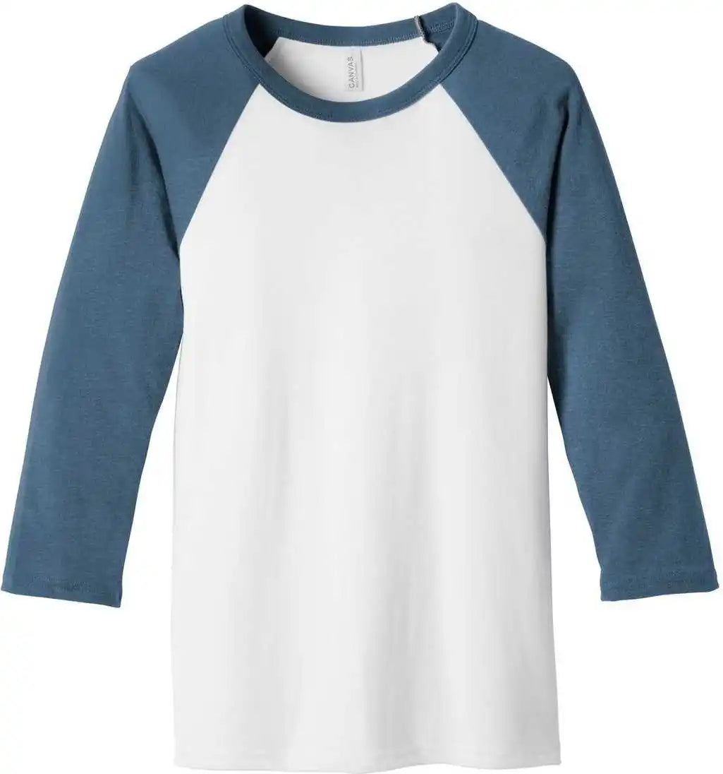 Bella + Canvas 3200 Unisex 3/4-sleeve Baseball Tee - White Denim