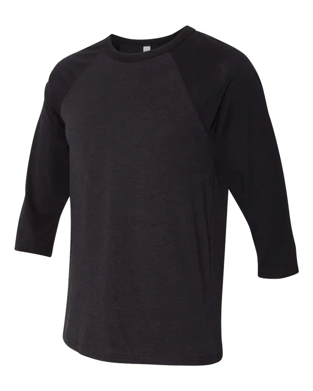 Bella + Canvas 3200c Three-quarter Sleeve Baseball Tee - 3200 - Black Heather - Heather/ / Xs