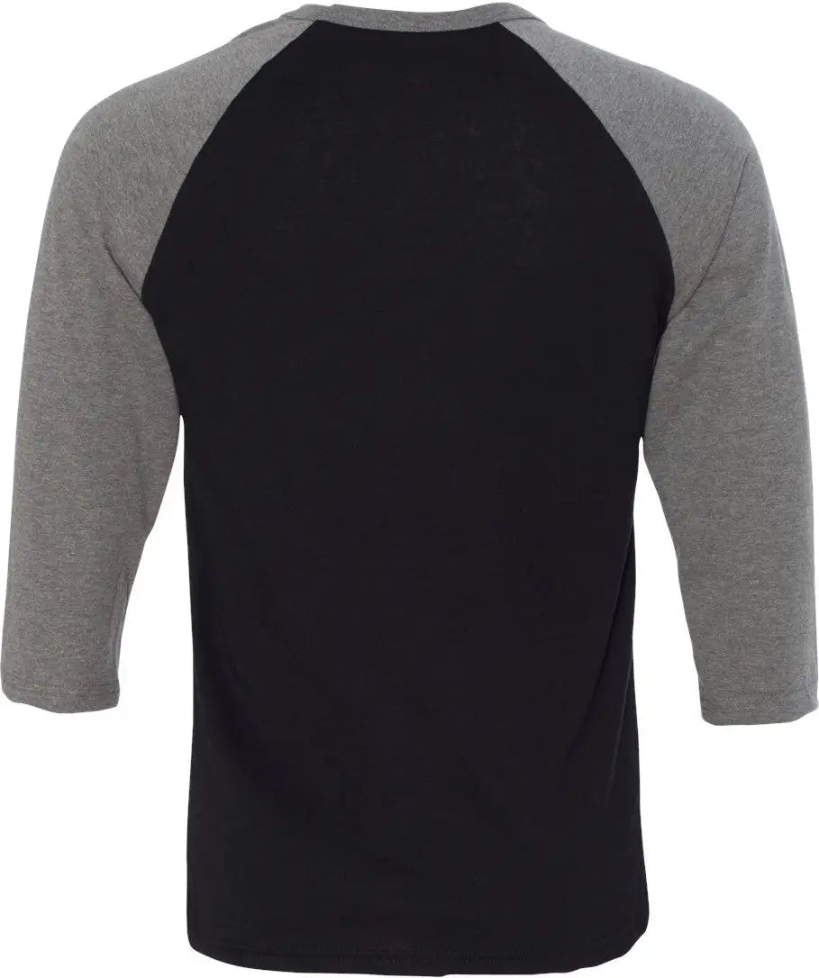 Bella + Canvas 3200c Three-quarter Sleeve Baseball Tee - 3200 - Black Deep Heather