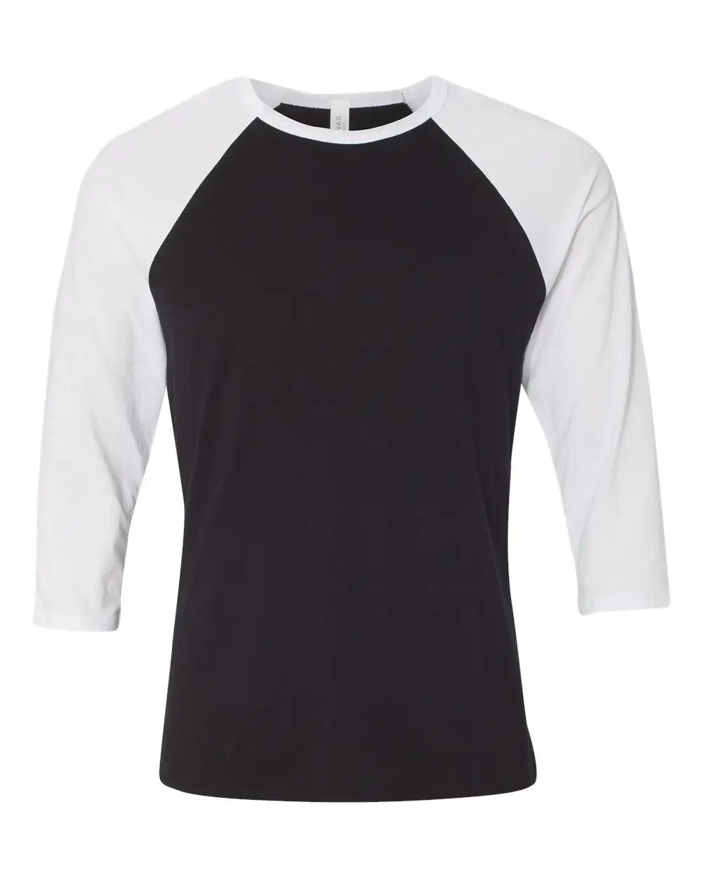Bella + Canvas 3200c Three-quarter Sleeve Baseball Tee - 3200 - Black White