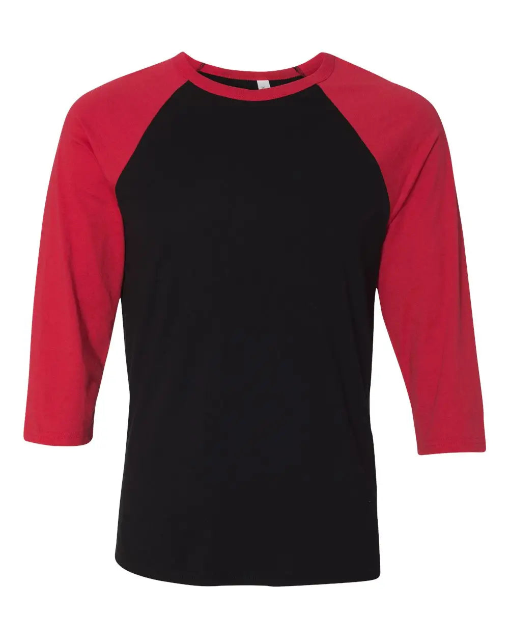 Bella + Canvas 3200c Three-quarter Sleeve Baseball Tee - 3200 - Black Red