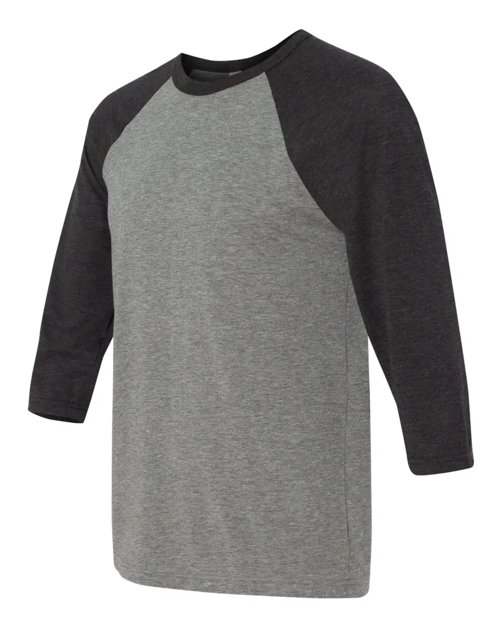 Bella + Canvas 3200c Three-quarter Sleeve Baseball Tee - 3200 - Gray Charcoal Black Triblend - Gray/ / Adult Xs