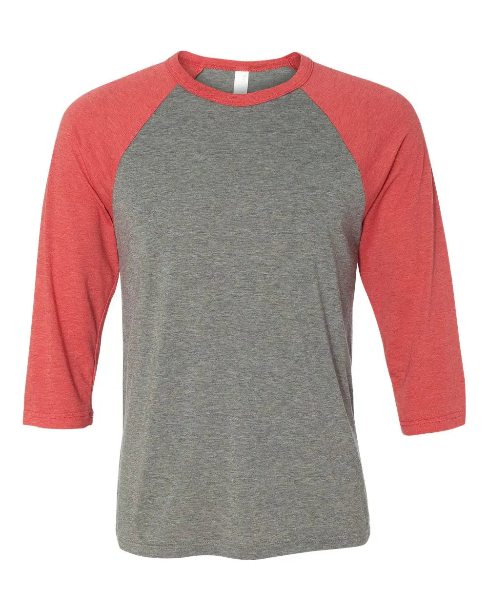 Bella + Canvas 3200c Three-quarter Sleeve Baseball Tee - 3200 - Gray Red Triblend