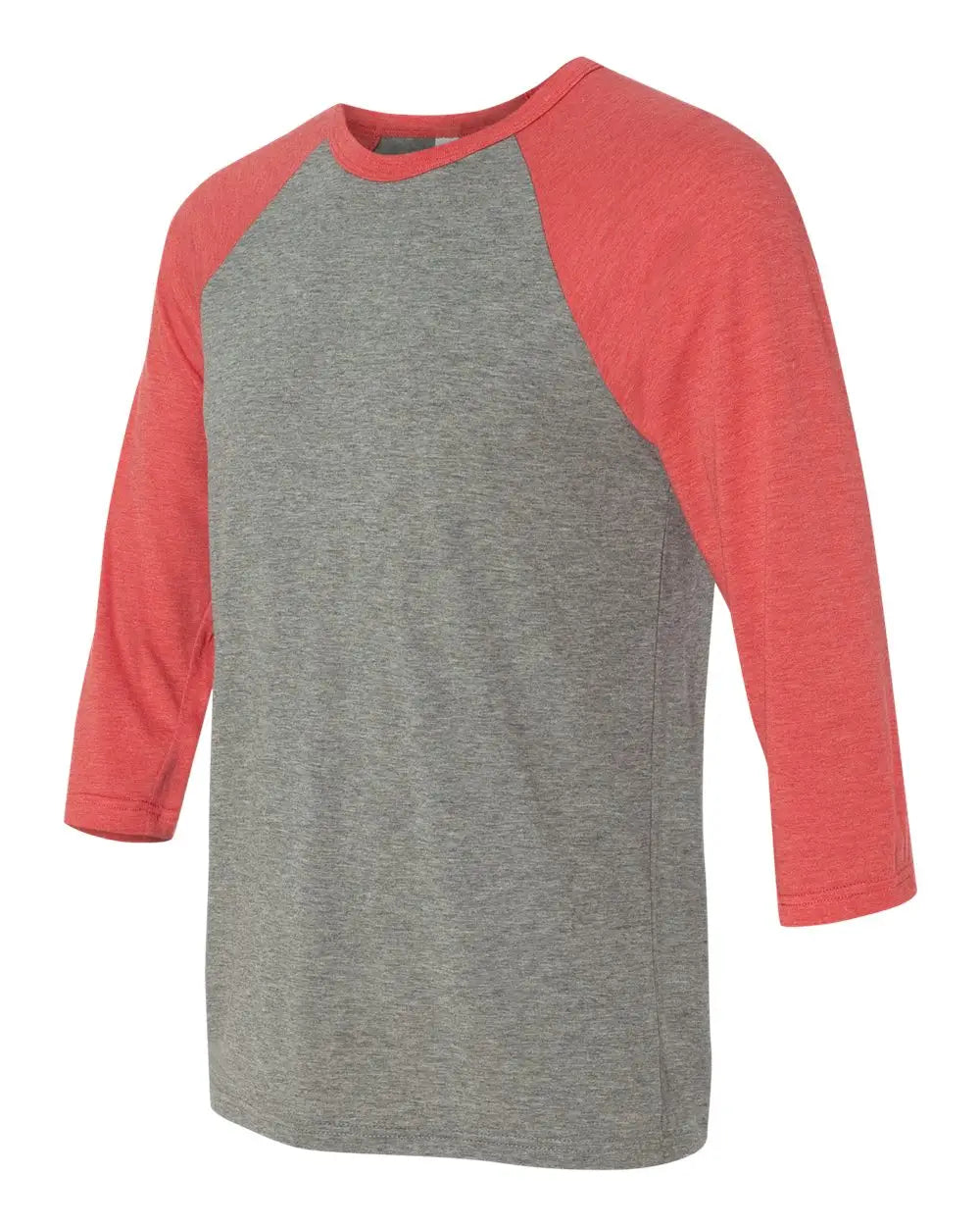 Bella + Canvas 3200c Three-quarter Sleeve Baseball Tee - 3200 - Gray Red Triblend - Gray/ / Adult Xs