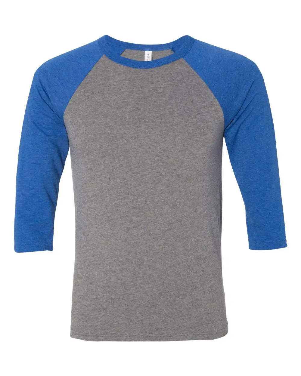 Bella + Canvas 3200c Three-quarter Sleeve Baseball Tee - 3200 - Gray True Royal Triblend