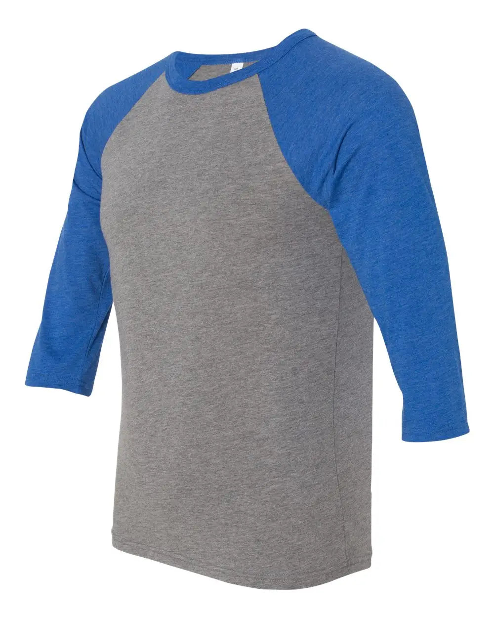 Bella + Canvas 3200c Three-quarter Sleeve Baseball Tee - 3200 - Gray True Royal Triblend - Gray/ / Adult Xs