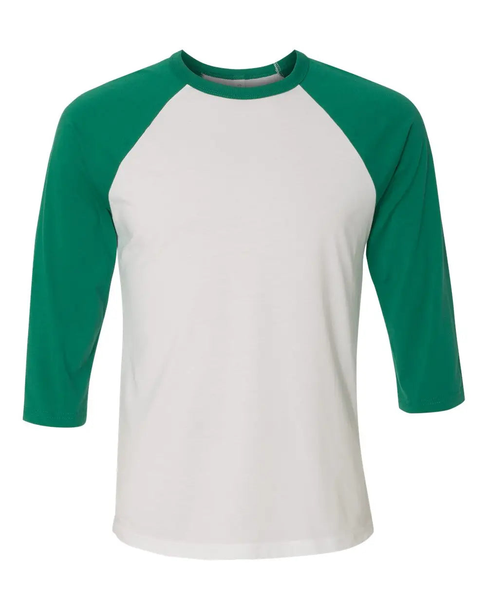 Bella + Canvas 3200c Three-quarter Sleeve Baseball Tee - 3200 - White Kelly - White/ / Adult Xs
