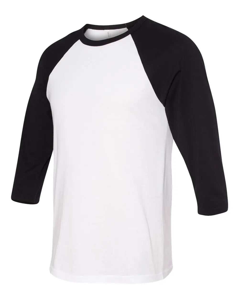 Bella + Canvas 3200c Three-quarter Sleeve Baseball Tee - 3200 - White Black - White/ / Adult Xs