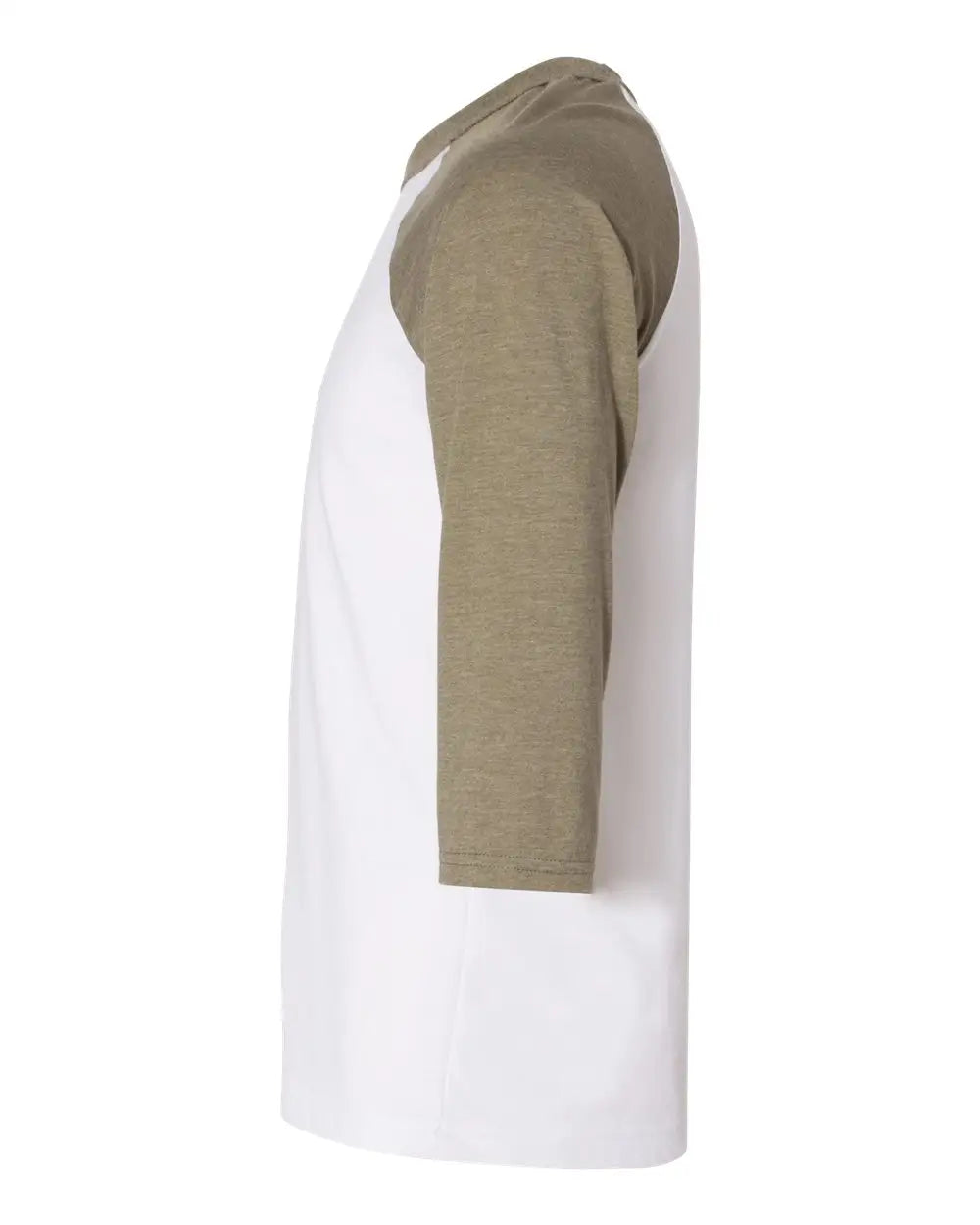 Bella + Canvas 3200c Three-quarter Sleeve Baseball Tee - 3200 - White Heather Olive