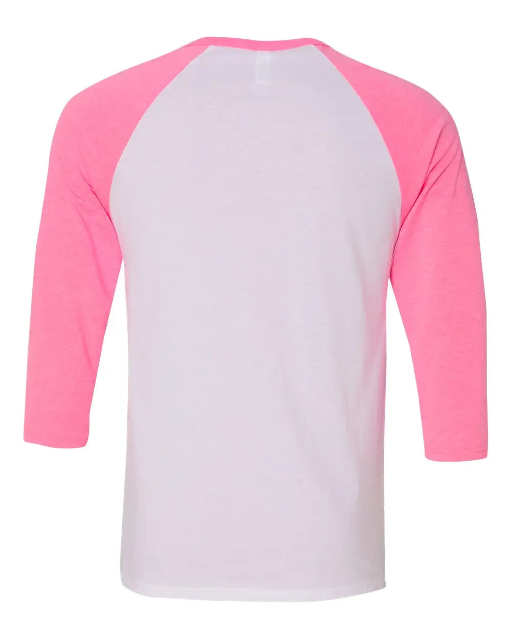 Bella + Canvas 3200c Three-quarter Sleeve Baseball Tee - 3200 - White Neon Pink