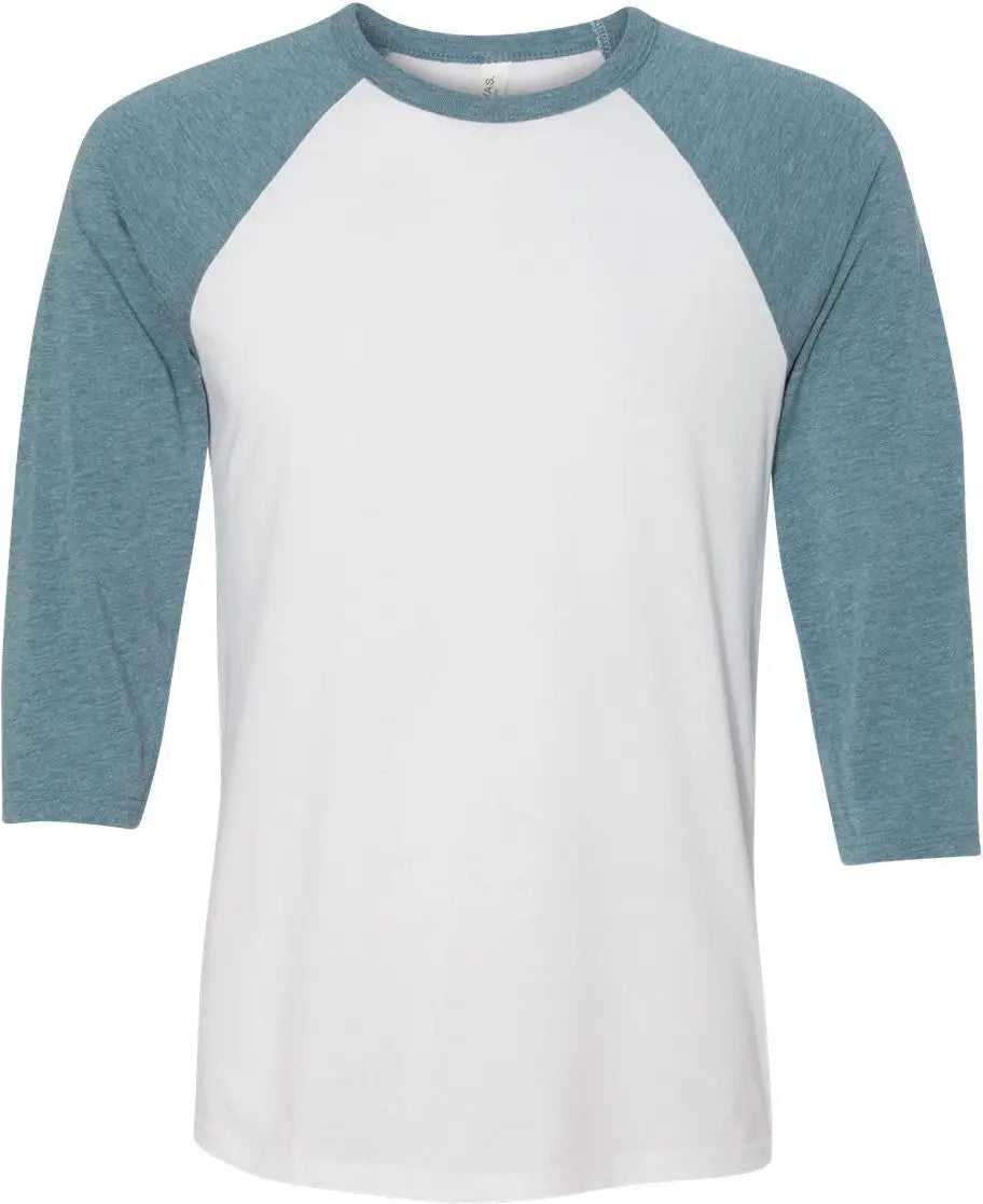 Bella + Canvas 3200c Three-quarter Sleeve Baseball Tee - 3200 - White Denim