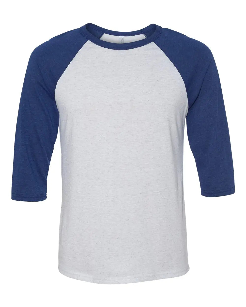 Bella + Canvas 3200c Three-quarter Sleeve Baseball Tee - 3200 - White Fleck Navy Triblend