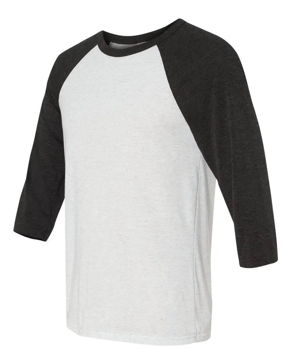 Bella + Canvas 3200c Three-quarter Sleeve Baseball Tee - 3200 - White Fleck Charcoal Triblend - Fleck/ / Adult Xs