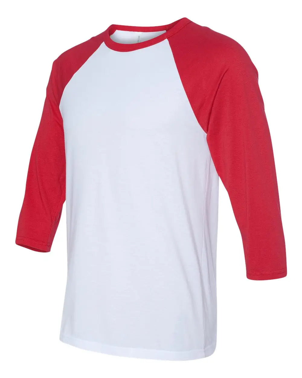 Bella + Canvas 3200c Three-quarter Sleeve Baseball Tee - 3200 - White Red - White/ / Adult Xs
