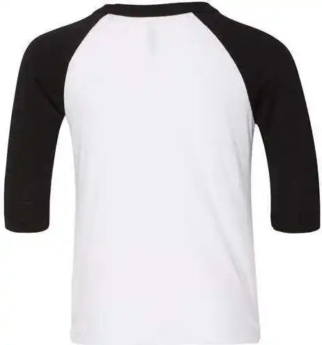 Bella + Canvas 3200t Toddler Three Quarter Sleeve Baseball Tee White Black
